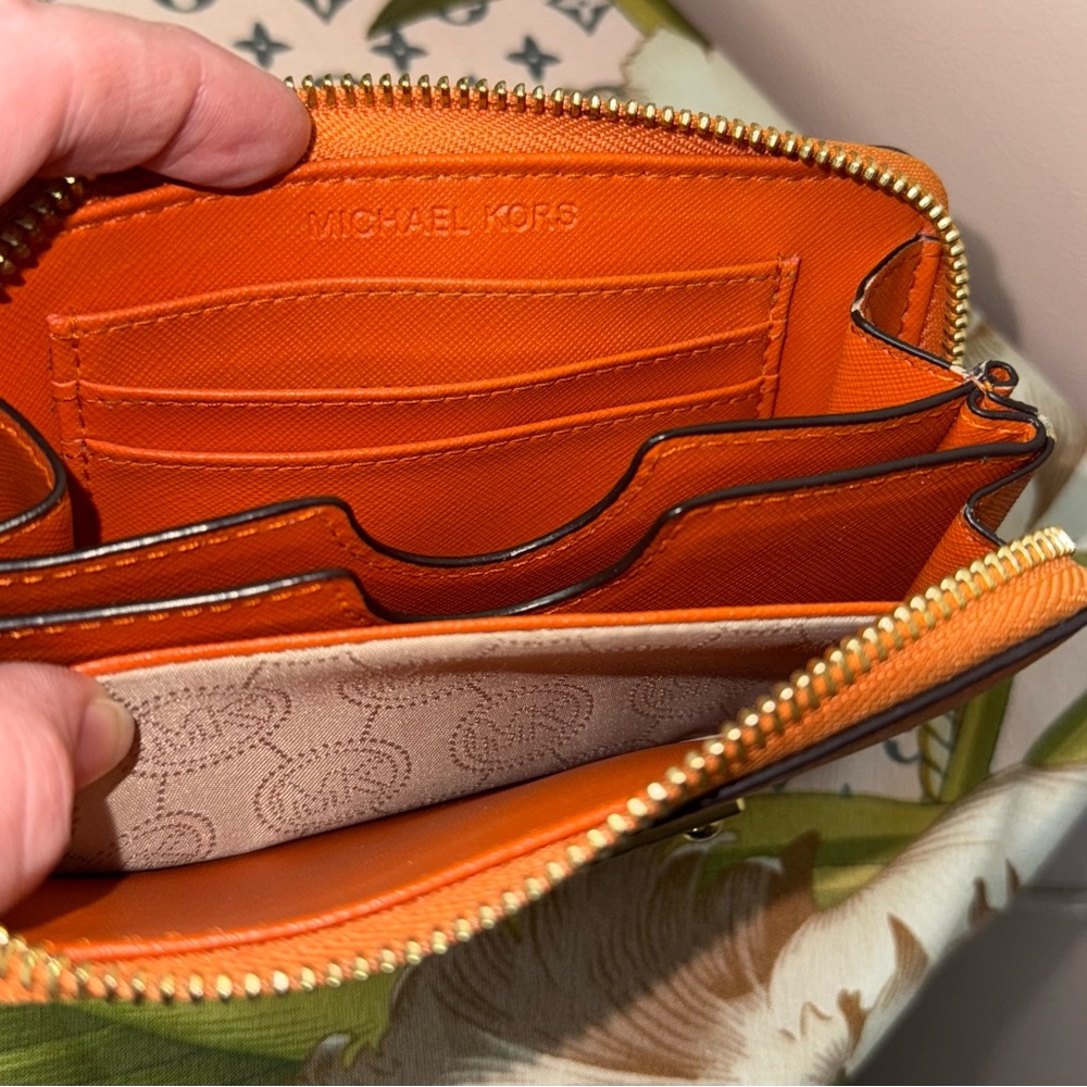 Michael Kors Tangerine Wallet Wristlet with Gold Accents - Picture 3 of 5